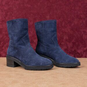 Stuart Weitzman Women Boulevard Nice Blue Suede fashion Western Lug Boots sz 6